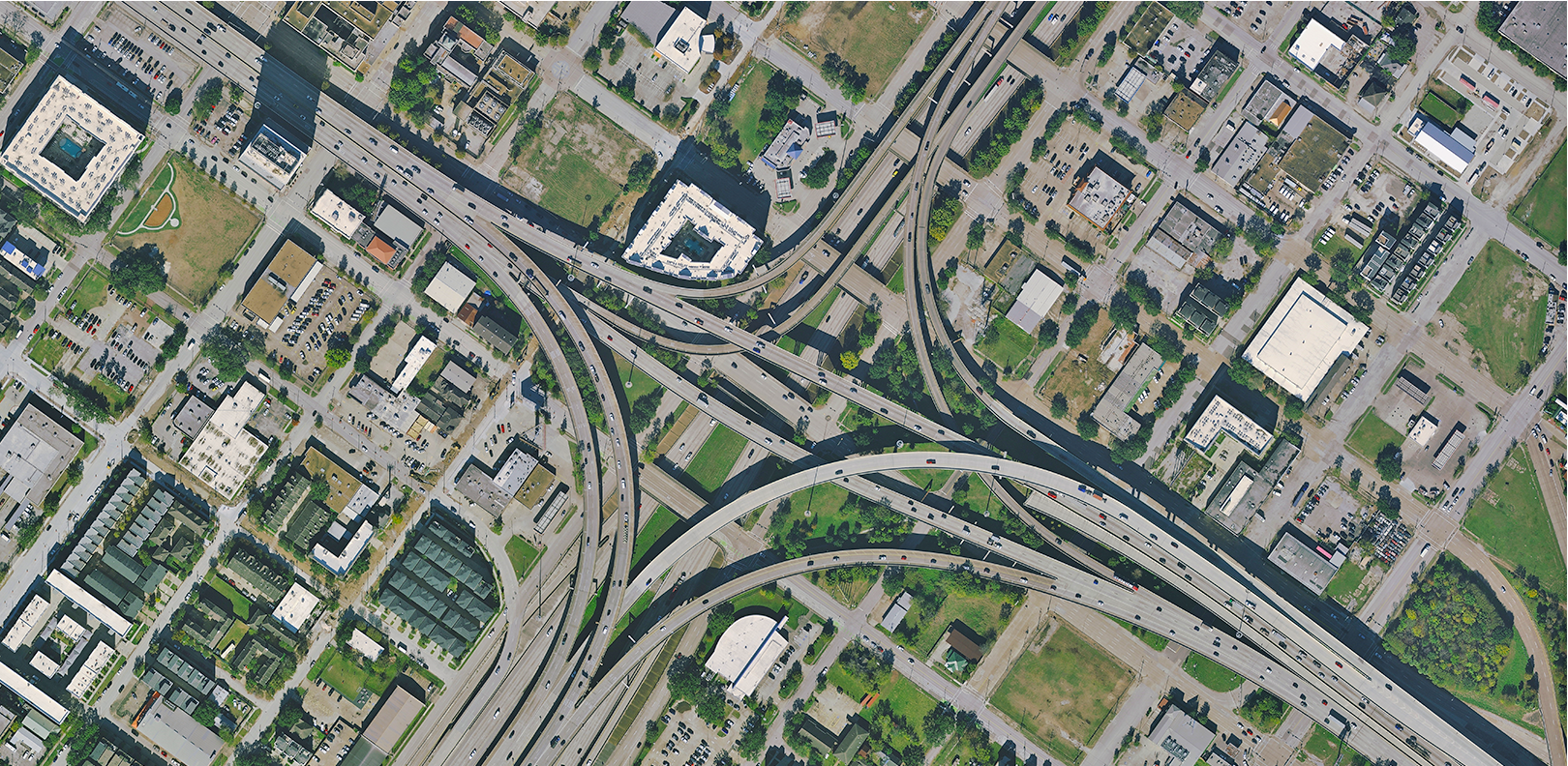 15-centimeter aerial imagery of a freeway junction in Houston, Texas. Source: HxGN Content Program