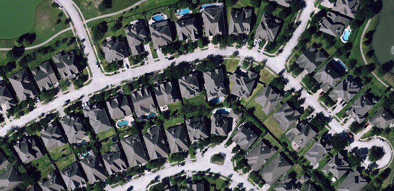 Image of residential homes for roofing measurements